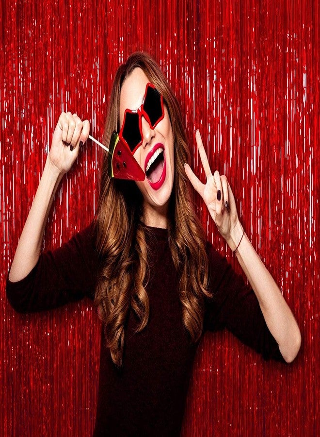 ANG Foil Party Wall Curtain, 6x3 Ft., Red, Pack of 2 - Image 4